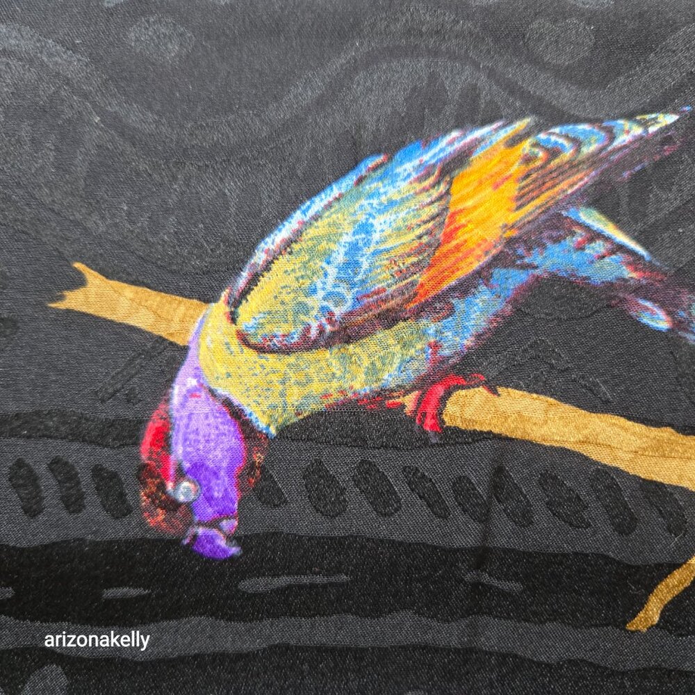 Vismara Silk Scarf with Parrots in Tree and Neat Hidden Detail Birds Chicks - Picture 9 of 13